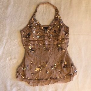 Bebe Sequin Halter Top Size L Used